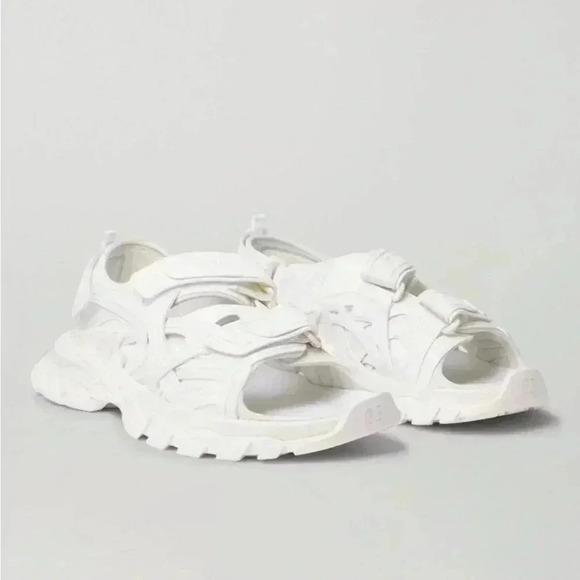 NIB Balenciaga Unisex Track Neoprene Rubber Velcro Strap Sandals White 8 - Picture 1 of 13